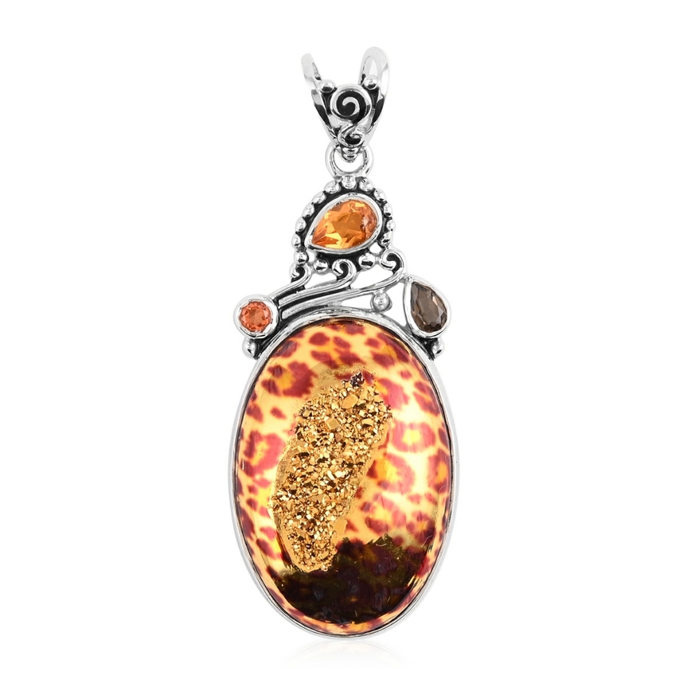Drusy Astral Leopard / Cheetah Pendant in 925 Sterling Silver